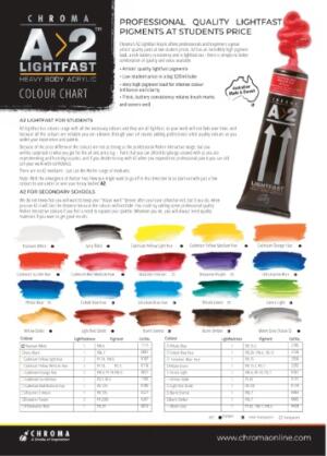 A2 Lightfast Acrylic Paint Colour Chart