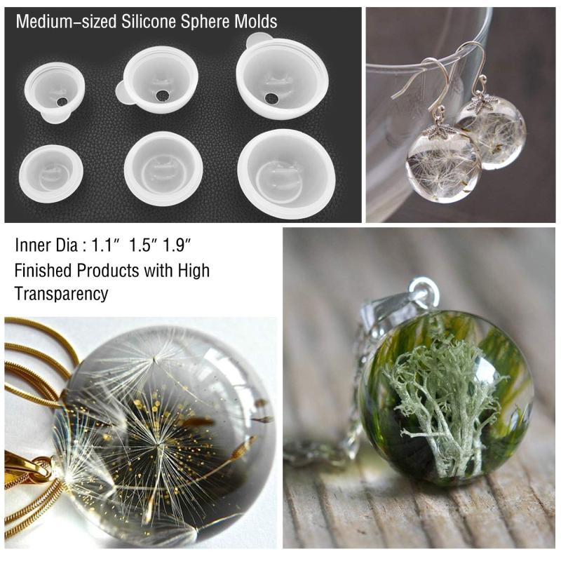 Resin Moulds Sphere Moulds,5pcs Ball Orb Silicone Mold, Diy Round Sphere Silicone  Resin Molds Epoxy Resin Kit